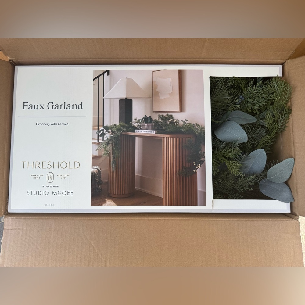 Threshold with Studio McGee Faux Garland with Greenery and Berries